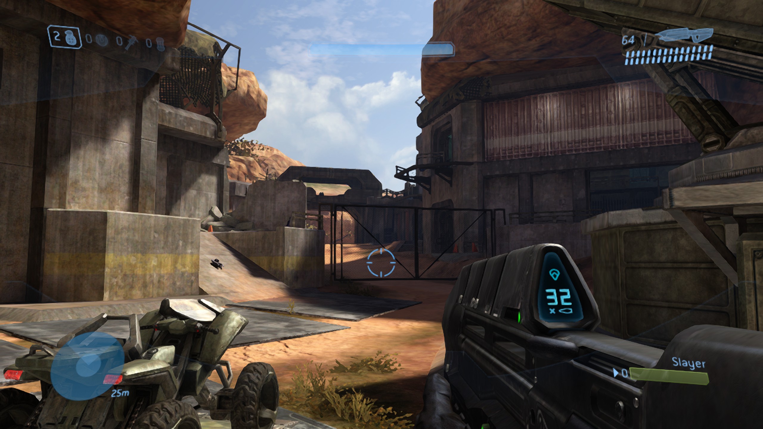 Halo 3 with 1x1 resolution scale, no in-game AA, extreme quality FXAA, 1152x640 upscaled to 2304x1280 and then to 2560x1440 by FSR